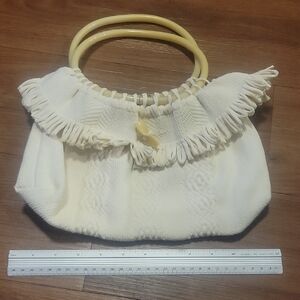 Chic Cream Fringe Clutch